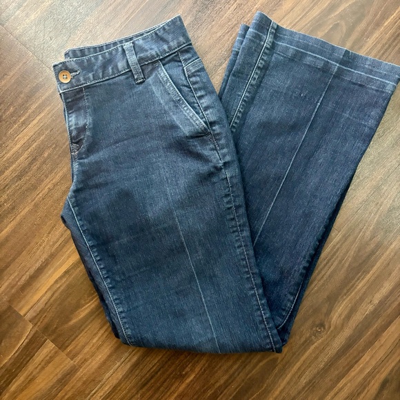 LOFT Wide Leg Jeans Size 2 Curvy Low-Rise Trouser Dark Wash - Picture 2 of 13